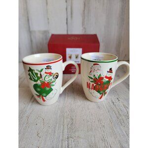 Lenox‎ holiday 14oz naughty nice mugs Xmas home decor set